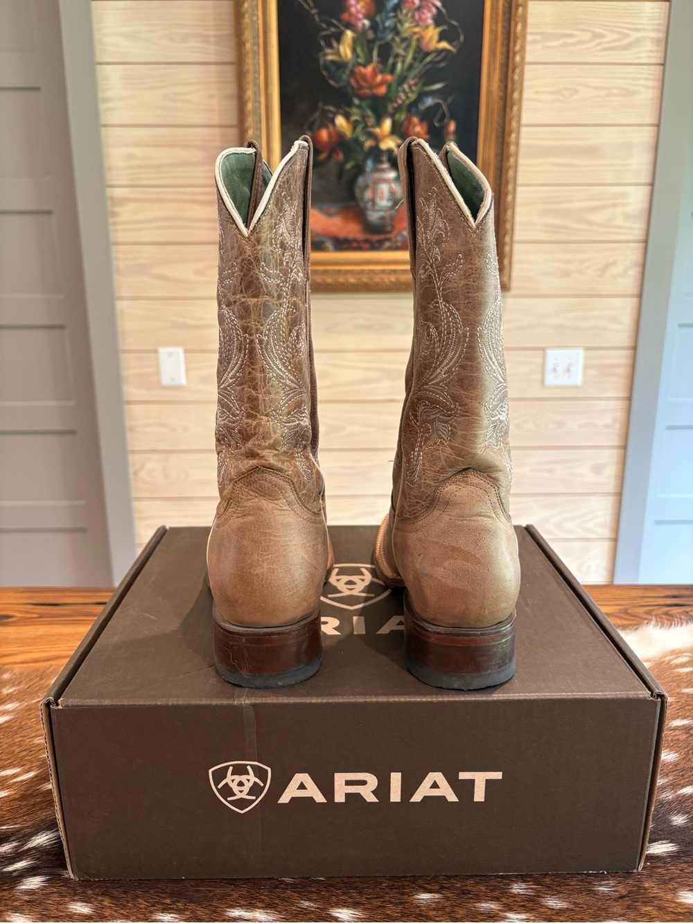 Roper Brown Embroidered Leather Western Heeled Boots